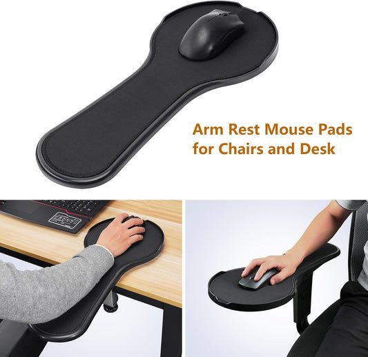 Ergonomic Adjustable Arm Rest Mouse pad for Chair, Mouse Extension Platform Tray with Mouse Baffle to Prevent Falling, Attaches to Chair, Black (Black（YYLL8326）)