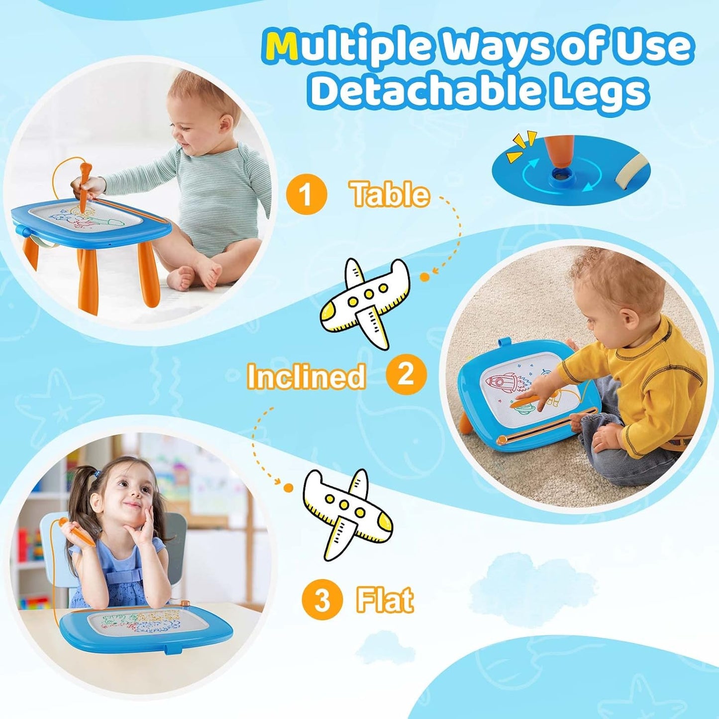 Kikidex Magnetic Drawing Board, Toddler Girl Toys for 1-3 Year Old, Doodle Board Pad Learning and Educational Toys for 1 2 3 Year Old Baby Kids Birthday Gift (Soft Pink)