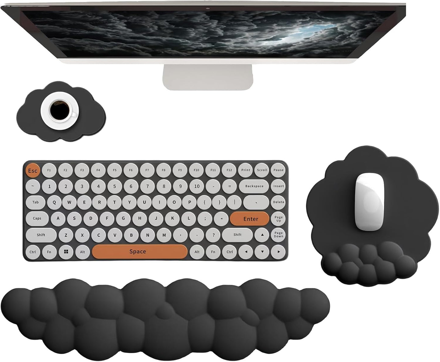 Cloud Keyboard Wrist Rest Dark Green Mouse Pad with Wrist Rest Ergonomic Wrist Pad Memory Foam Non-Slip Wrist Support for Computer Laptop Gaming Home Office Relief Typing Pain Green