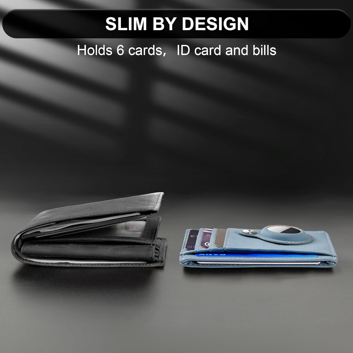 Slim Minimalist Front Pocket Air Tag Wallet, RFID Blocking Card Holder Wallet with Airtag Holder