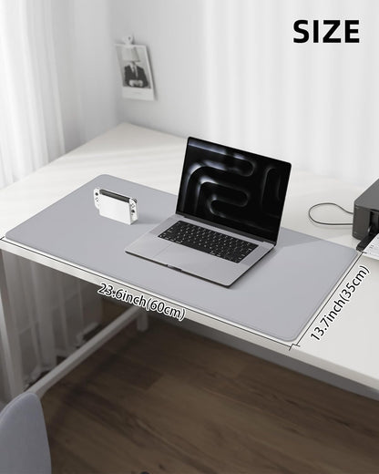 AFIING Desk Pad Protector 23.6" x 13.7" - Non-Slip Waterproof PU Leather Desk Mat for Mouse, Keyboard, Laptop, Office and Home Workspace (Beige)
