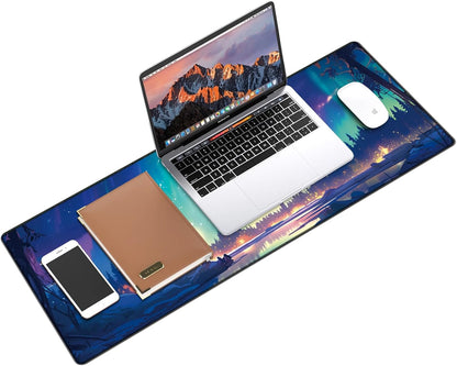 Galdas Mouse Pad For Gaming,Forest Background Pattern XXL XL Large Mouse Mat Long Extended MousePad Desk Mat Non-Slip Rubber Mice Pads Stitched Edges Thin (31.5 x 11.8 x 0.12 Inches) Tree