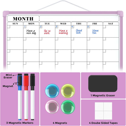MaxGear Monthly Calendar Dry Erase Board for Wall, 16"x12" Small Hanging Double-Sided White Board, Portable Whiteboard for Planning, Drawing, Memo, to Do List, School, Home, Kitchen, Office