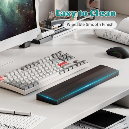 Wooden Wrist Rest, 11.8-inch Length and 22mm Thickness for Small Keyboard, Bamboo Wood Palm Rest, Ergonomic Design for Mechanical Gaming Keyboard