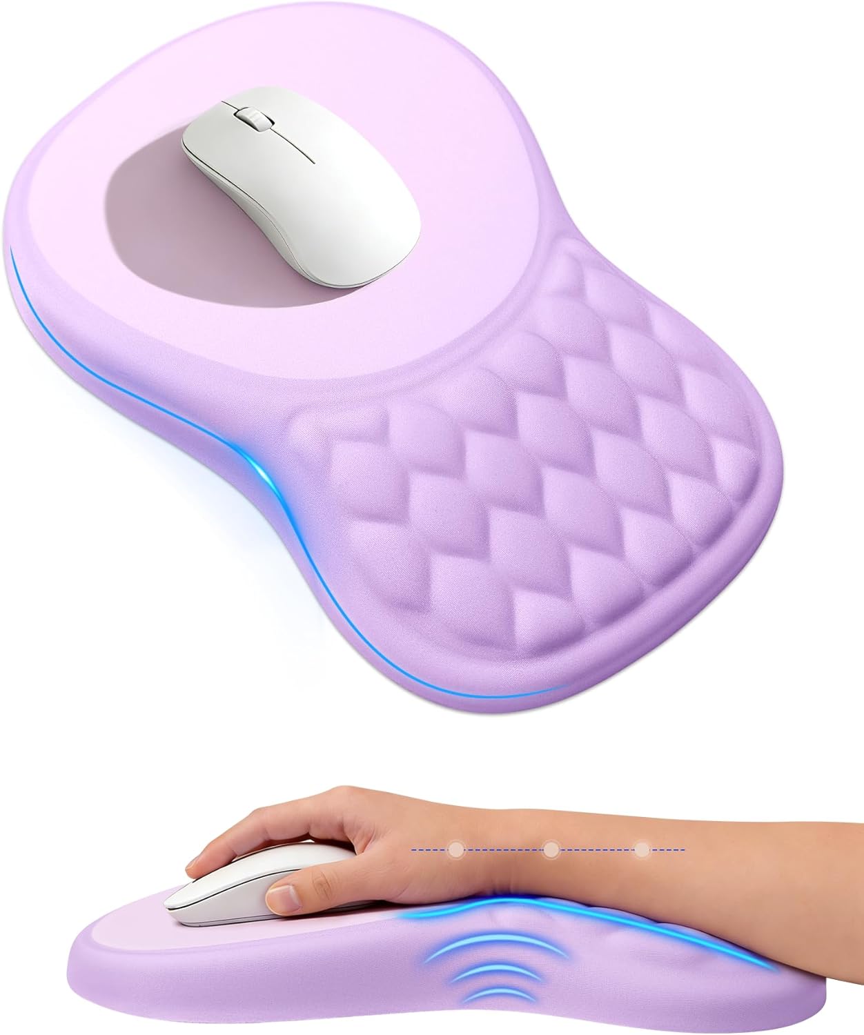 Ergonomic Mouse Pad with Wrist Rest, Slope Design Memory Foam Support, Smooth Lycra Surface, Non-Slip PU Base, Comfortable Mouse Mat for Office, Home, Computer Desk (Black)