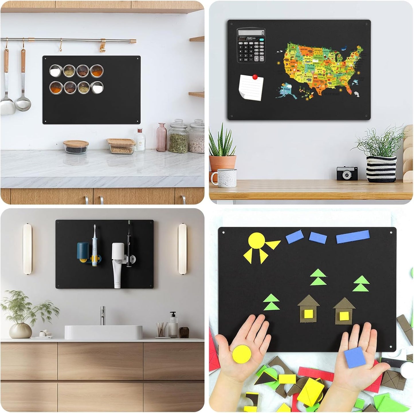 2Pack Magnet Board,17" x 12"Magnetic Board for Wall for Magnets,Display Magnetic Letters,Numbers,Spice Jars,Sticky Notes,and Photos,Suitable for Walls,Refrigerators,Cubicles,Cabinets, and More
