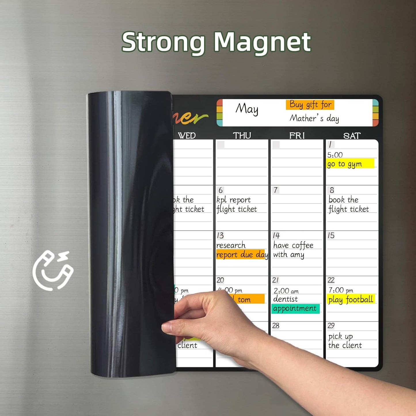 Magnetic Dry Erase List Board - 4"x12" Multifunctional List Board for Fridge - 6 Extra Fine Point Markers Included - Shipped Flat