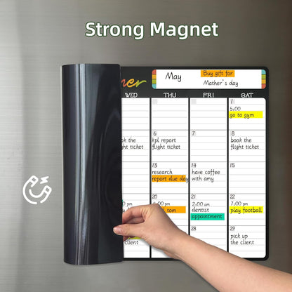 Magnetic Dry Erase List Board - 4"x12" Multifunctional List Board for Fridge - 6 Extra Fine Point Markers Included - Shipped Flat