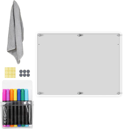 Acrylic Magnetic Dry Erase Board for Fridge, 12"X8" Clear Magnetic to Do List White Board, Acrylic Dry Erase to Do List for Refrigerator, Magnet Whiteboard with 5 Markers