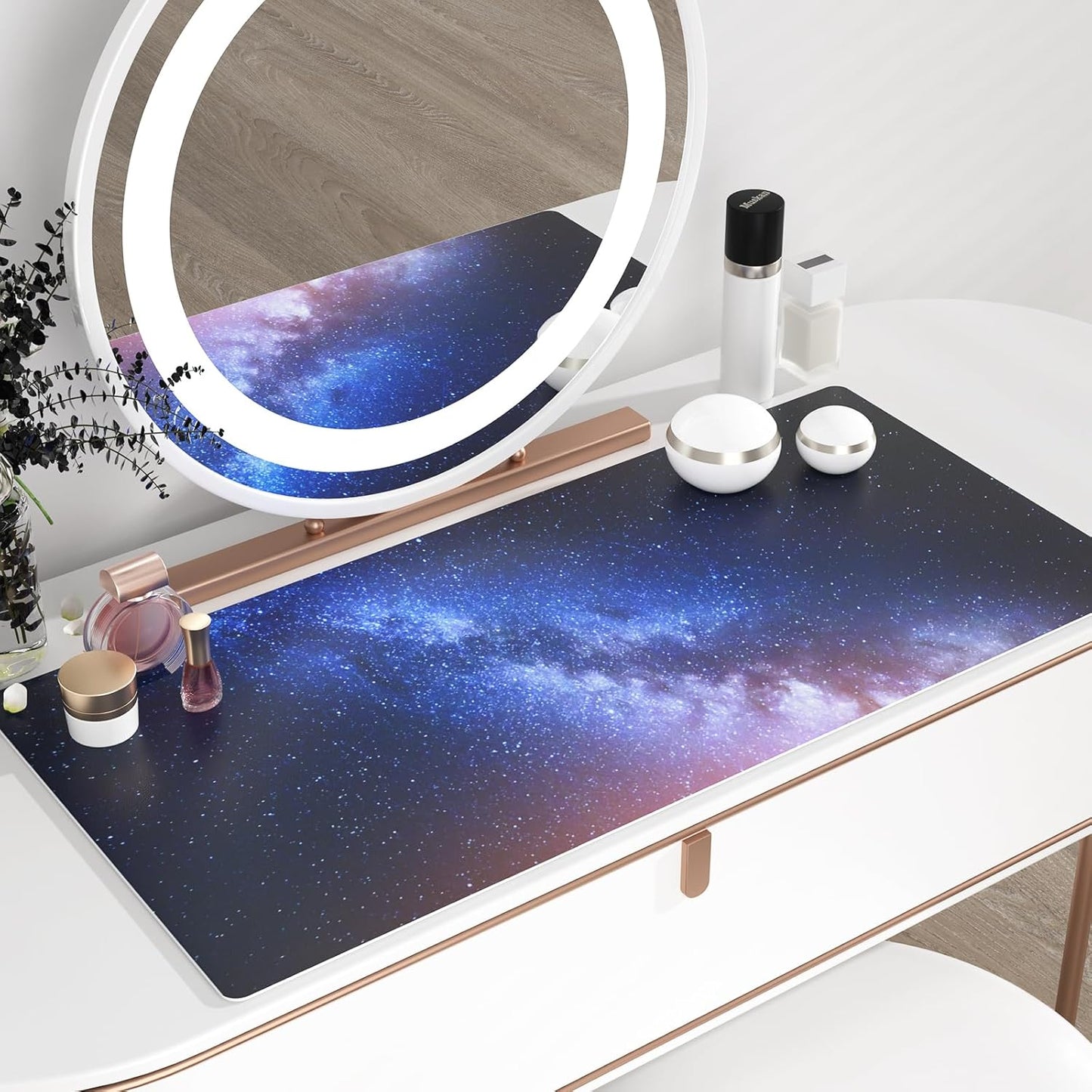QIYI Large Mouse Pad, Cute Pink Desk Mat for Desktop, Women Girls PU Leather Desk Pad Waterproof Gaming Mousepad, Rose Gold Marble Computer Protector Writing Pad for School Office Home 31.5" x 15.7"