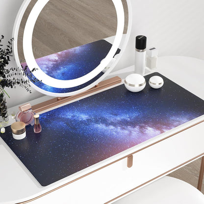 QIYI Large Mouse Pad, Cute Pink Desk Mat for Desktop, Women Girls PU Leather Desk Pad Waterproof Gaming Mousepad, Rose Gold Marble Computer Protector Writing Pad for School Office Home 31.5" x 15.7"