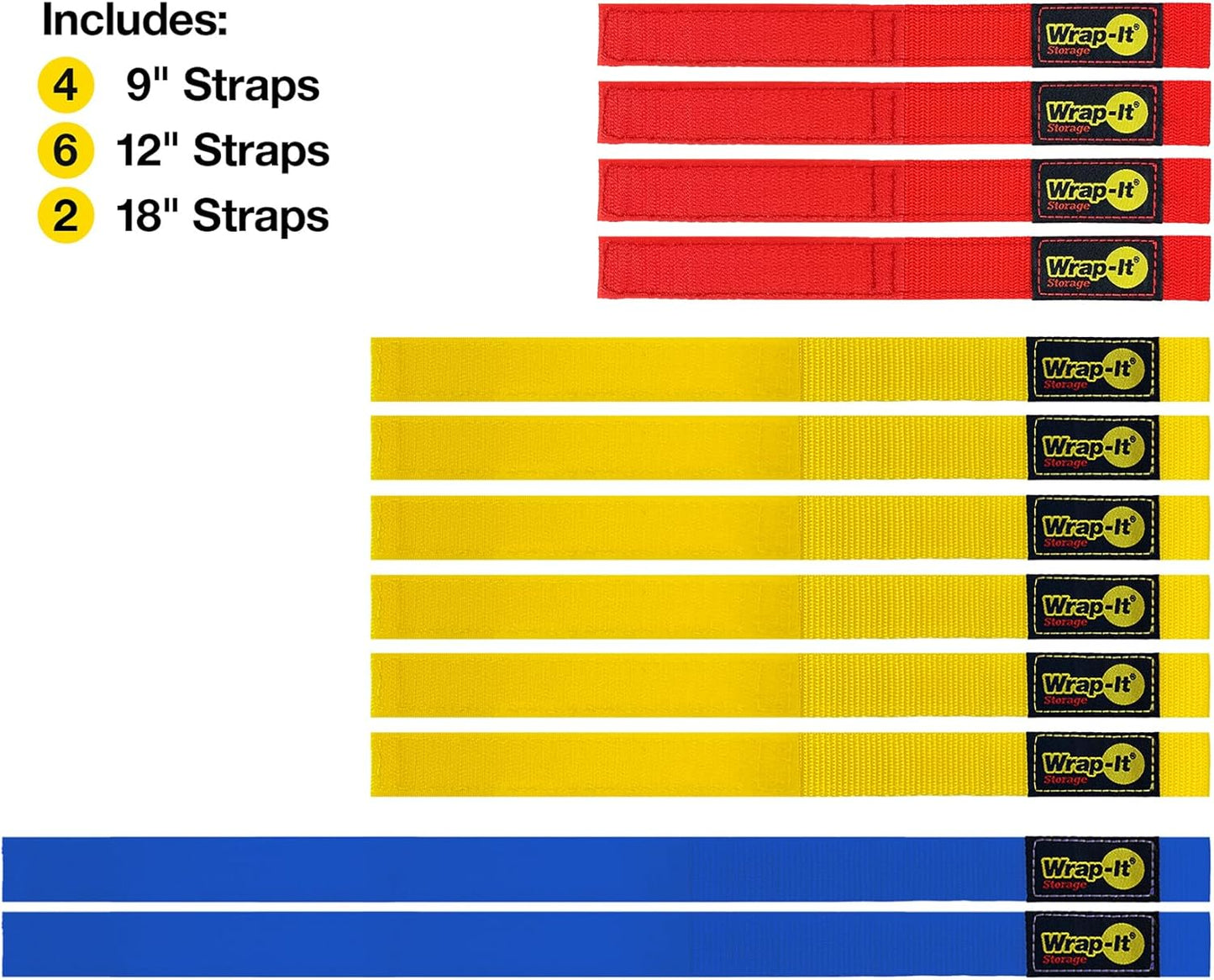 Quick-Straps by Wrap-It Storage - Assorted 20-Pack Black - Hook and Loop Hose and Cable Organizers