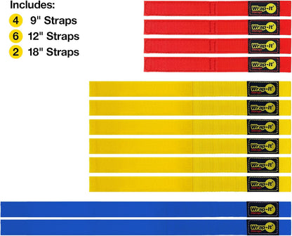 Quick-Straps by Wrap-It Storage - Assorted 20-Pack Black - Hook and Loop Hose and Cable Organizers