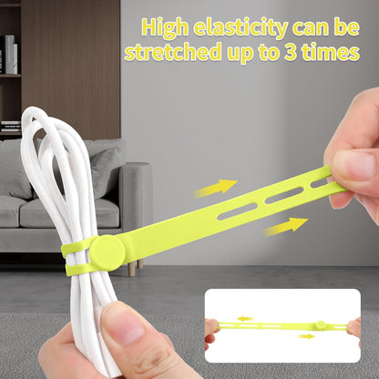 Oligei 25 Pcs Silicone Cable Ties, Cable Ties Reusable, High Elasticity Cord Wraps for Electrical Cords, Cord Organizer for Earphone, Phone Charger(Black)
