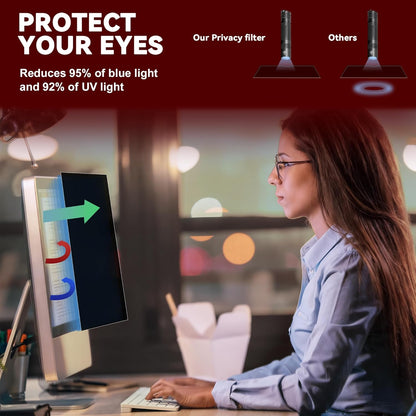 [2-Pack] 24 Inch Computer Privacy Screen Filter (16:9 Aspect Ratio) - Removable, Anti Glare & Blue Light Blocking, Compatible with HP Dell ASUS Acer Samsung Monitors