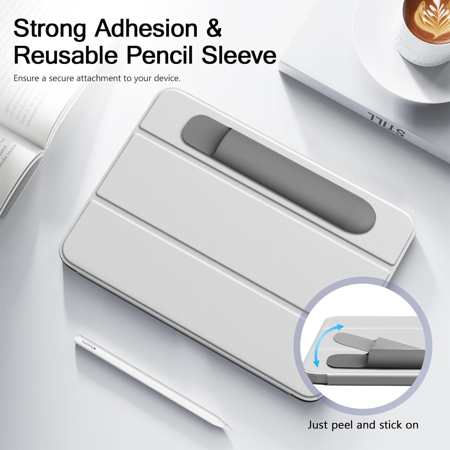 MoKo Pencil Case Holder, Adhesive Silicone Pencil Protected Sleeve Compatible with Apple Pencil Pro/ (USB-C)/ 1st/ 2nd Generation, Similarly Sized Styluses Accessories, Black