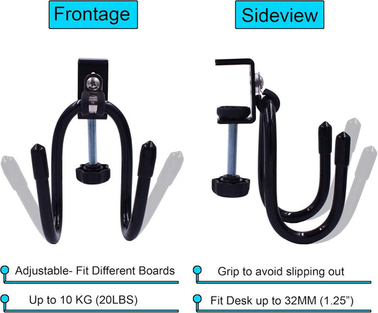 YYST Desk Mount Clamp-On Bag Holder Hook Backpack Hanger Portable for Backpack, Handbag, Purse, Laptop Bag, Tote Bag, Messenger Bag,Table Desk, Under Counter (20 lb. Capacity) (1)