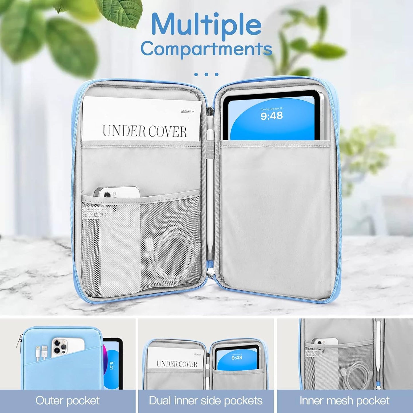 Dadanism 9-11" Tablet Sleeve Bag Carrying Case for iPad (A16) 11th Gen 11", iPad 10th Gen 10.9" Air 5/4, iPad Air M4/Pro 11", iPad 9/8/7th, Galaxy Tab A11+ Plus 11", Remarkable 2 10.3", Black
