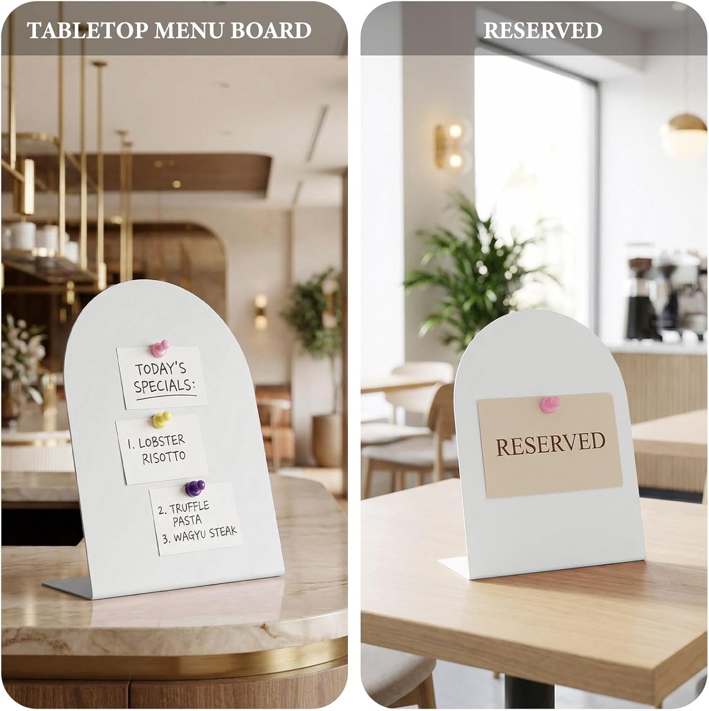 2 Pack Purple Magnetic Display Board, 11 × 8" Metal Desktop Magnet Bulletin Board, Anti-Slip Arch Memo Message Photo Display Board for Organized Space at Home, Office, Dorm, Store Table