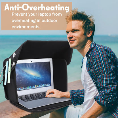 Laptop Sun Shade Laptop Sun Glare Shield Privacy Screen Hood Lightweight Laptops Sunshade Bag for Working Outside Portable Shield Cover 12-14'' (Patent Pending)