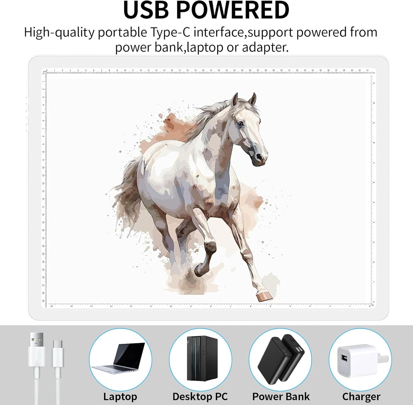 Phylosal Magnetic A3 Light Pad with Bag, Super Bright Light Box with Side Button, Diamond Art Light Board, Lightbox for Tracing and Drawing, USB Power Light Table for Sketching, Weeding Vinyl (White)