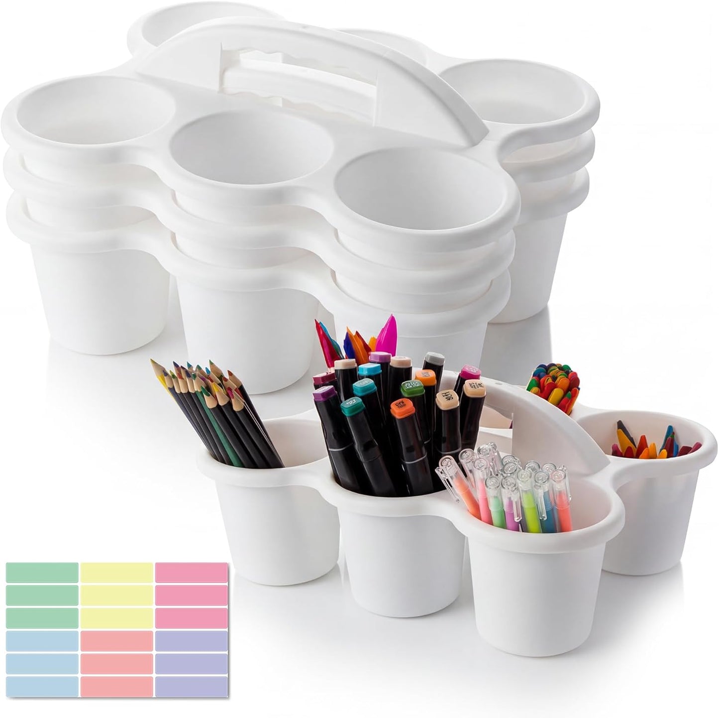 2 Pack Classroom Caddy For School,Kidsroom,Pencil Holder,Plastic Cup Caddy for Drink Delivery (Blue)