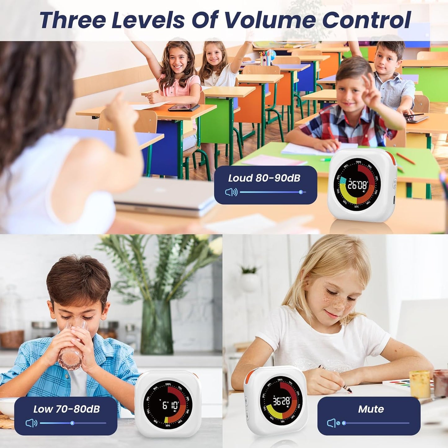 PERSUPER Visual Timer for Kids, 10 Hours Countdown/Up, with Rechargeable, 3 Volume Levels, 3 Brightness Display, and Magnetic, Homeschool Study Tool, Large Digital Timers for Classroom, Kitchen