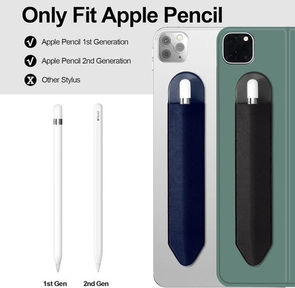 Apple Pencil Holder, 5 Pack Durable Elastic Apple Pencil (1st and 2nd Gen) Case Pocket, Adhesive Sleeve Pouch for iPad 8.3/9.7/10.2/10.5/11/12.9 Inch (Black Black)