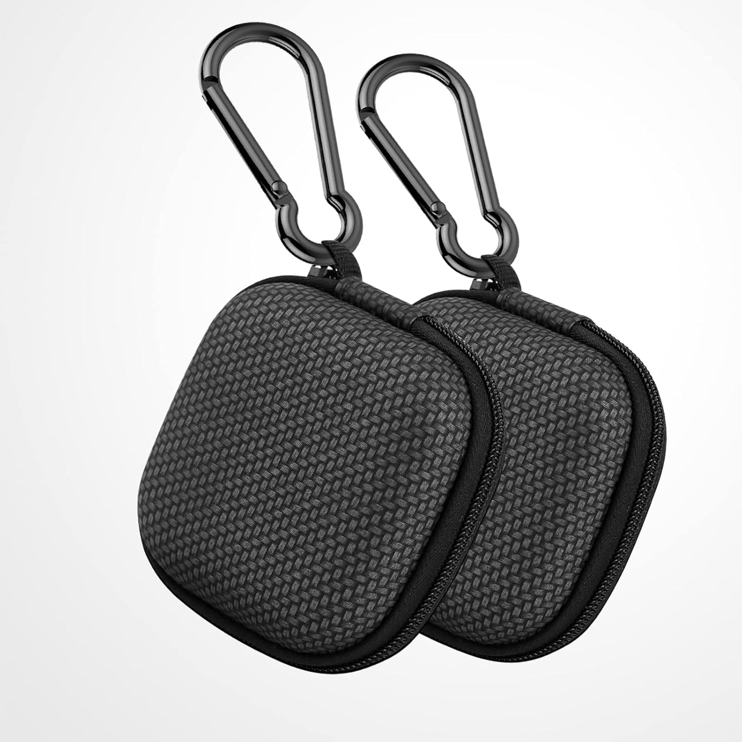 Earbud Case Hard EVA Earphone Carrying Case Cell Phone Accessories Storage Bag with Carabiner for Airpods Headset Earphone Flash Drive Charging Cable Key Wall Charger USB Adapter Cable (Black 1Pack)