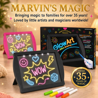 Marvin's Magic Glow Art Neon LED Drawing Board for Kids - Pink Doodle Board with Glow in the Dark Markers - Light Up Tracing Pad and Drawing Tablet - Mess Free Arts and Crafts Set Ages 5+