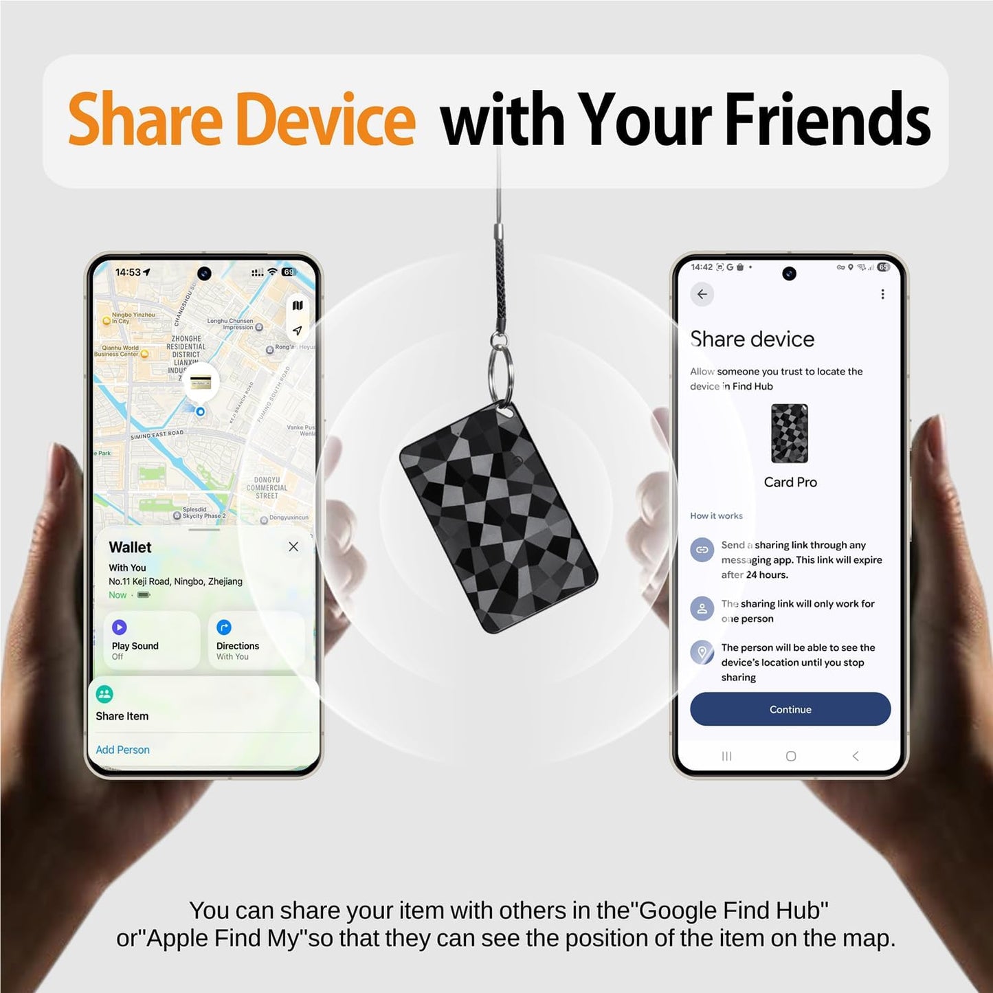 Bluetooth Wallet Tracker Card for iOS & Android, Apple Find My & Google Find Hub Compatible, Rechargeable Slim Credit Card Locator, 100dB Alarm, No Subscription