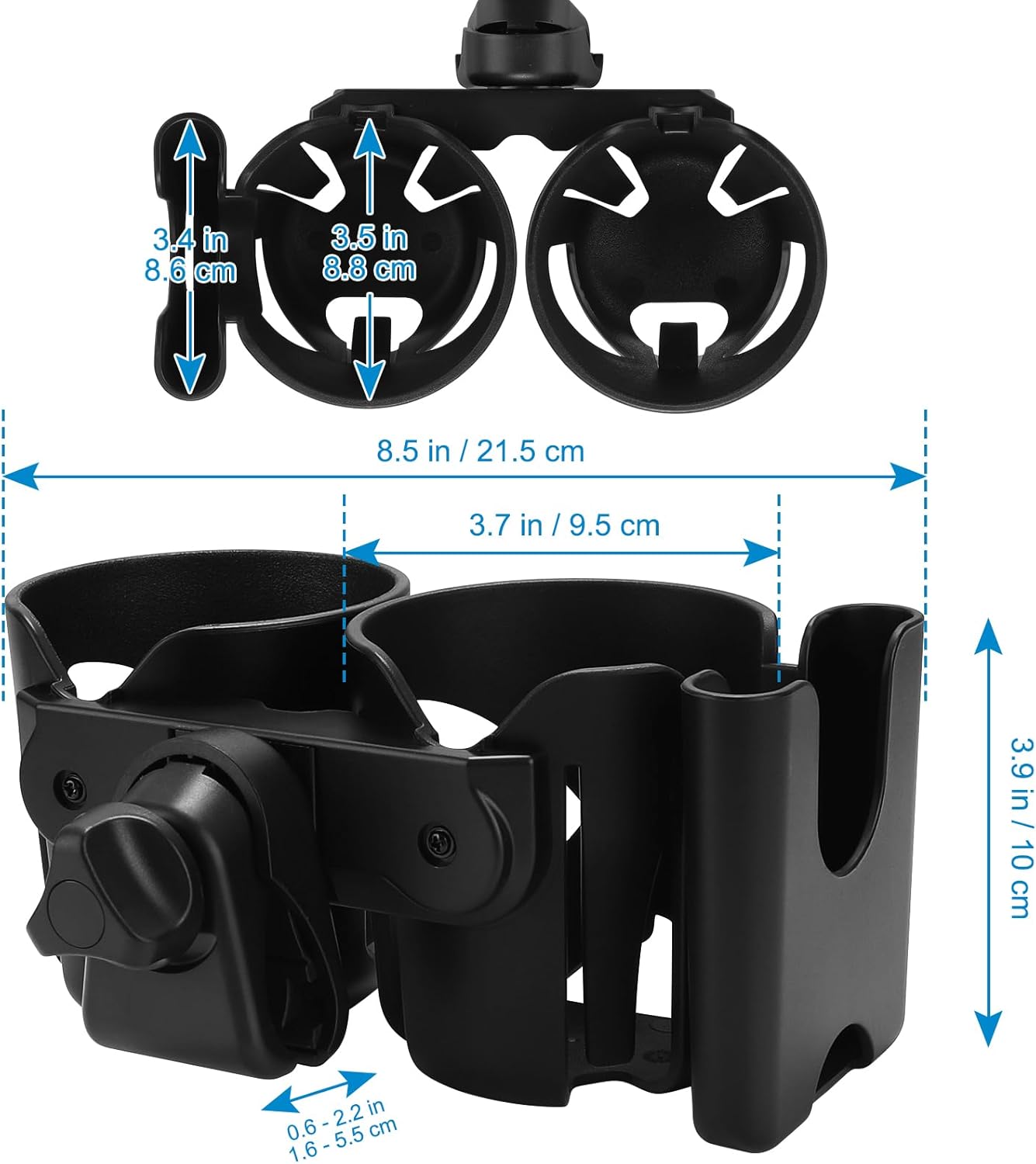 Accmor Stroller Cup Holder, Universal Cup Holder for Stroller Walker Bike, 360° Rotatable Large Caliber Designed Bottle Holder for Stroller, Bike, Wheelchair, Scooter