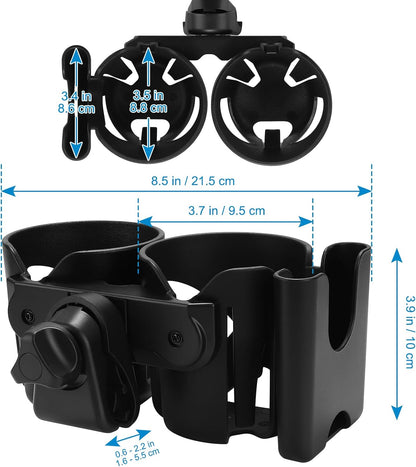 Accmor Stroller Cup Holder, Universal Cup Holder for Stroller Walker Bike, 360° Rotatable Large Caliber Designed Bottle Holder for Stroller, Bike, Wheelchair, Scooter
