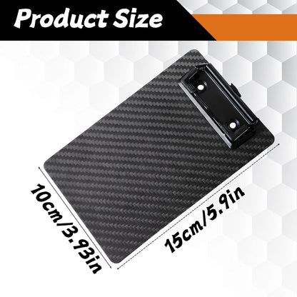 Small Clipboard 4x6Inch Mini Pocket Clipboard Memo Size for Note Taking, Ultra-Light Carbon Fiber with Storage Hanging Loop for Restaurants Work Nurse Office Supplies(Black)