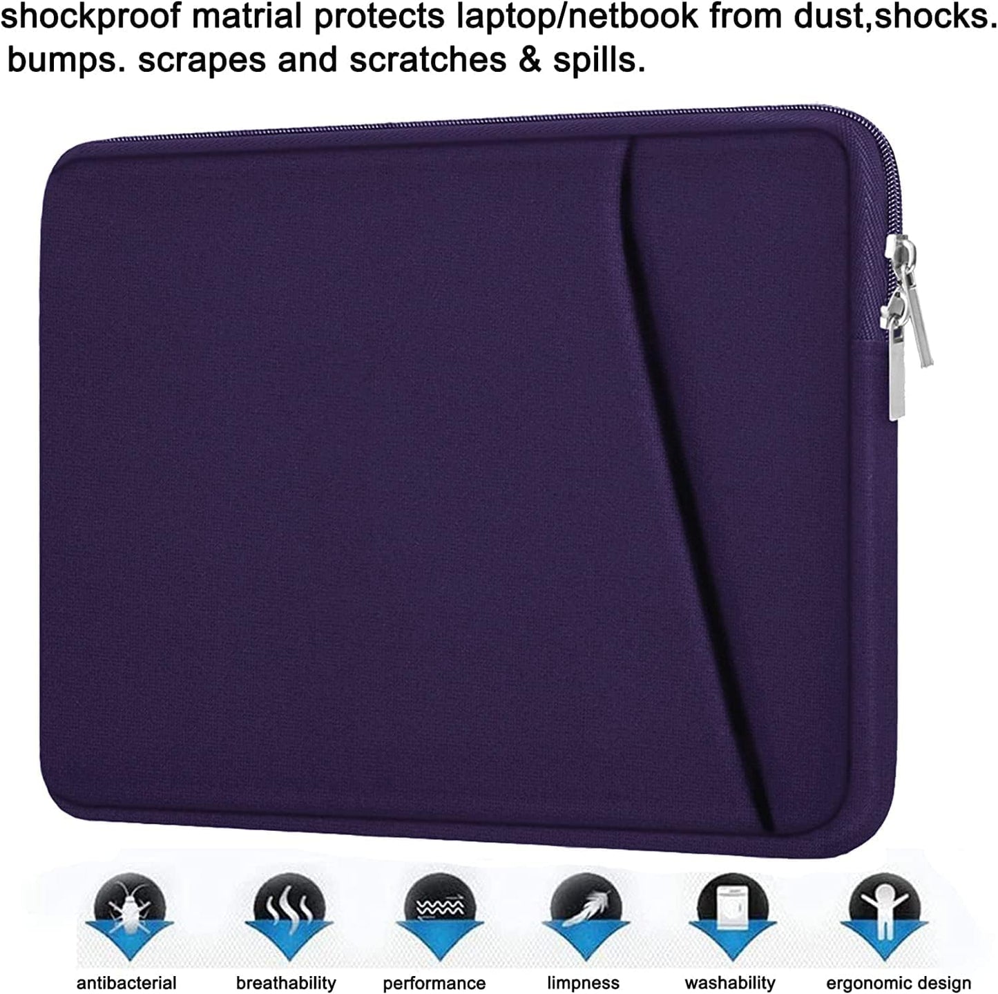 Laptop Sleeve, Durable Briefcase Shockproof Protective Case, Handbags Portable Laptop Bag for 15.6 inch HP Dell Asus Lenovo Notebook Computer with Front Pocket, Black
