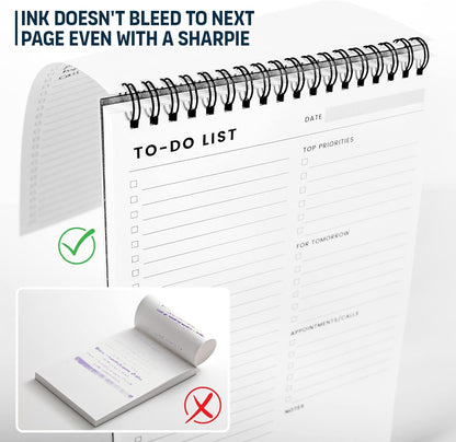 To Do List Notepad: With Multiple Functional Sections - Large Size 8.5x11" 52 Sheets - Tear Off Daily Planner Notebook - Task CheckList Organizer Agenda Pad for Work - Note, Plans, Goals, Grocery, and