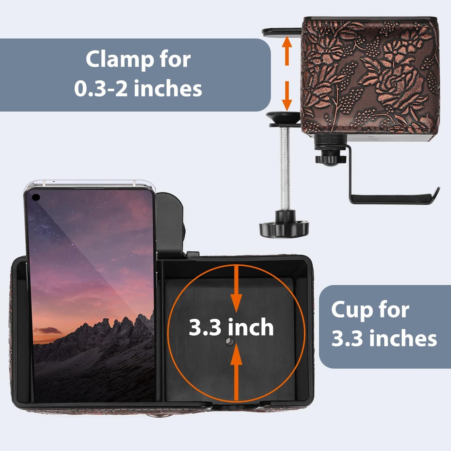 Desk Cup Holder Clip on Pen Holder Headphone Hanger Headset Stand Rotatable Clamp Hook Under Desk (Black)