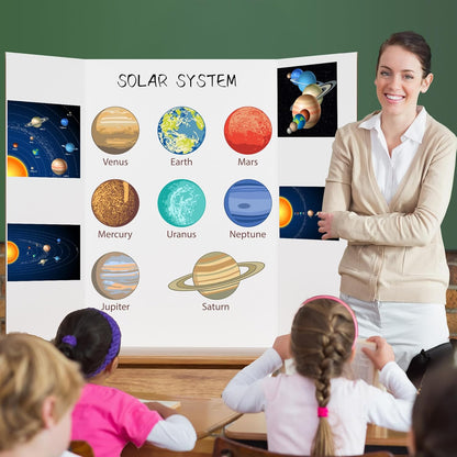 AKONEGE 2 Pack 36" x 48" Trifold Poster Board for Presentation, White Corrugated Cardboard Large Tri Fold Poster Board for Science Fair, Office & School Projects, Photo Displays, Exhibitions Event