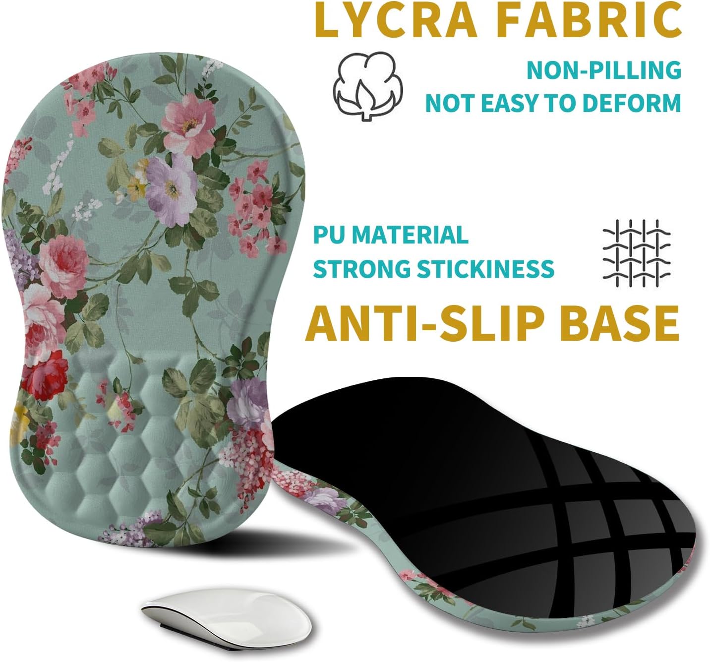 Hokafenle Ergonomic Mouse Pad Wrist Support, Wrist Rest Mousepad for Carpal Tunnel Pain Relief with Integrated Memory Foam Slope Massage Bulge (11.8x7.9 inch,Topographic Contour)