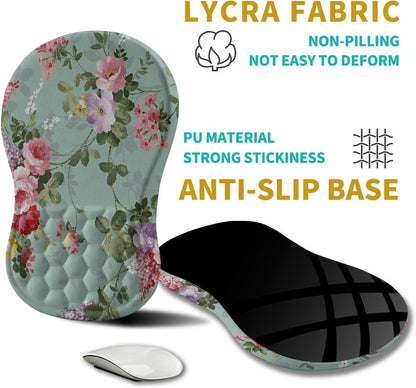 Hokafenle Ergonomic Mouse Pad Wrist Support, Wrist Rest Mousepad for Carpal Tunnel Pain Relief with Integrated Memory Foam Slope Massage Bulge (11.8x7.9 inch,Topographic Contour)