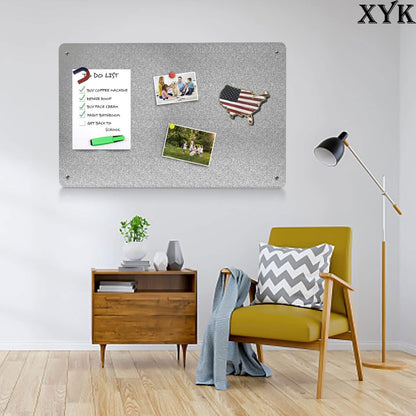 17.7" x 11.8" 2 Pack Metal Magnetic Board - Magnet Bulletin Board to Display Magnetic Letters Numbers Animal, Poetry, Spice Jars, Notes, Photos, Suitable for Wall, Refrigerator, Cubicle, Cabinet