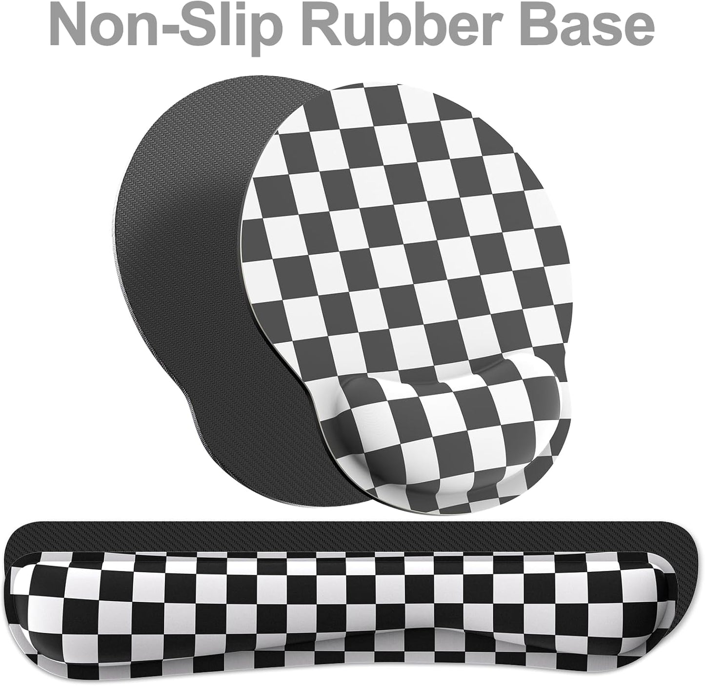Ergonomic Mouse Pad with Wrist Rest and Keyboard Wrist Rest, Memory Foam Wrist Rest for Computer Keyboard, Easy Typing, Pain Relief, Mouse Pad Wrist Support for Gaming,Office, Laptop, Black Flower