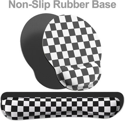 Ergonomic Mouse Pad with Wrist Rest and Keyboard Wrist Rest, Memory Foam Wrist Rest for Computer Keyboard, Easy Typing, Pain Relief, Mouse Pad Wrist Support for Gaming,Office, Laptop, Black Flower