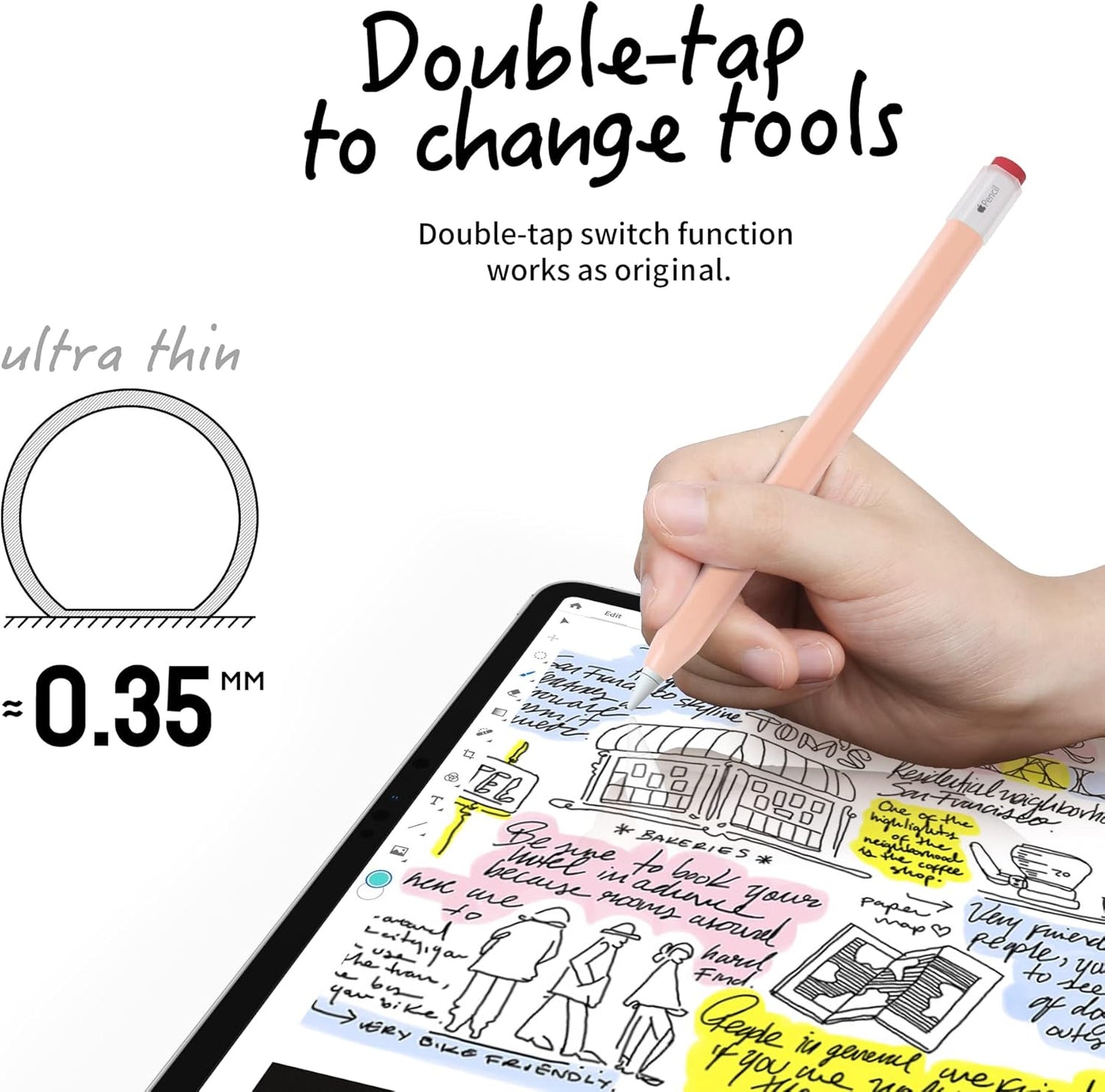 ELETIUO Silicone Case Compatible with Apple Pencil 2nd Generaion&Apple Pencil Pro Cover,Protective Holder Grip Sleeve with Cap Accessories Compatible with iPad Pro 11 12.9 inch,Yellow