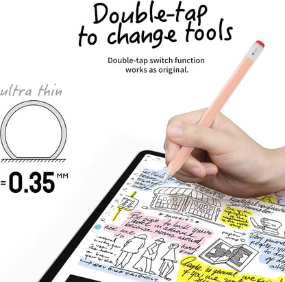 ELETIUO Silicone Case Compatible with Apple Pencil 2nd Generaion&Apple Pencil Pro Cover,Protective Holder Grip Sleeve with Cap Accessories Compatible with iPad Pro 11 12.9 inch,Yellow