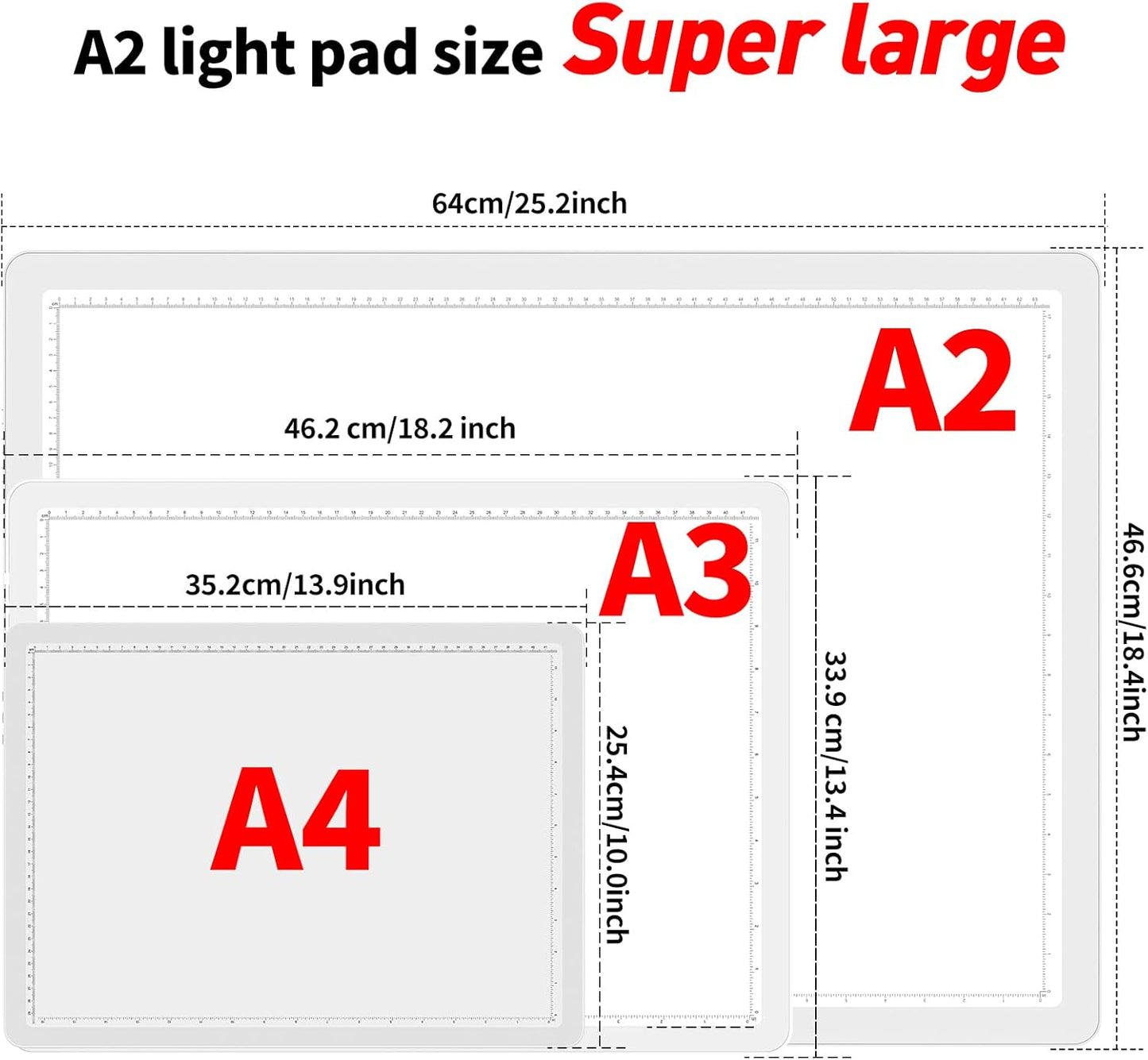 TOHETO A4 Light Board for Diamond Painting, Super Bright Magnetic Light Pad with Side Buttons, Lightbox for Tracing and Drawing, Corded Light Table for Sketching, Animation, Weeding Vinyl (Black)