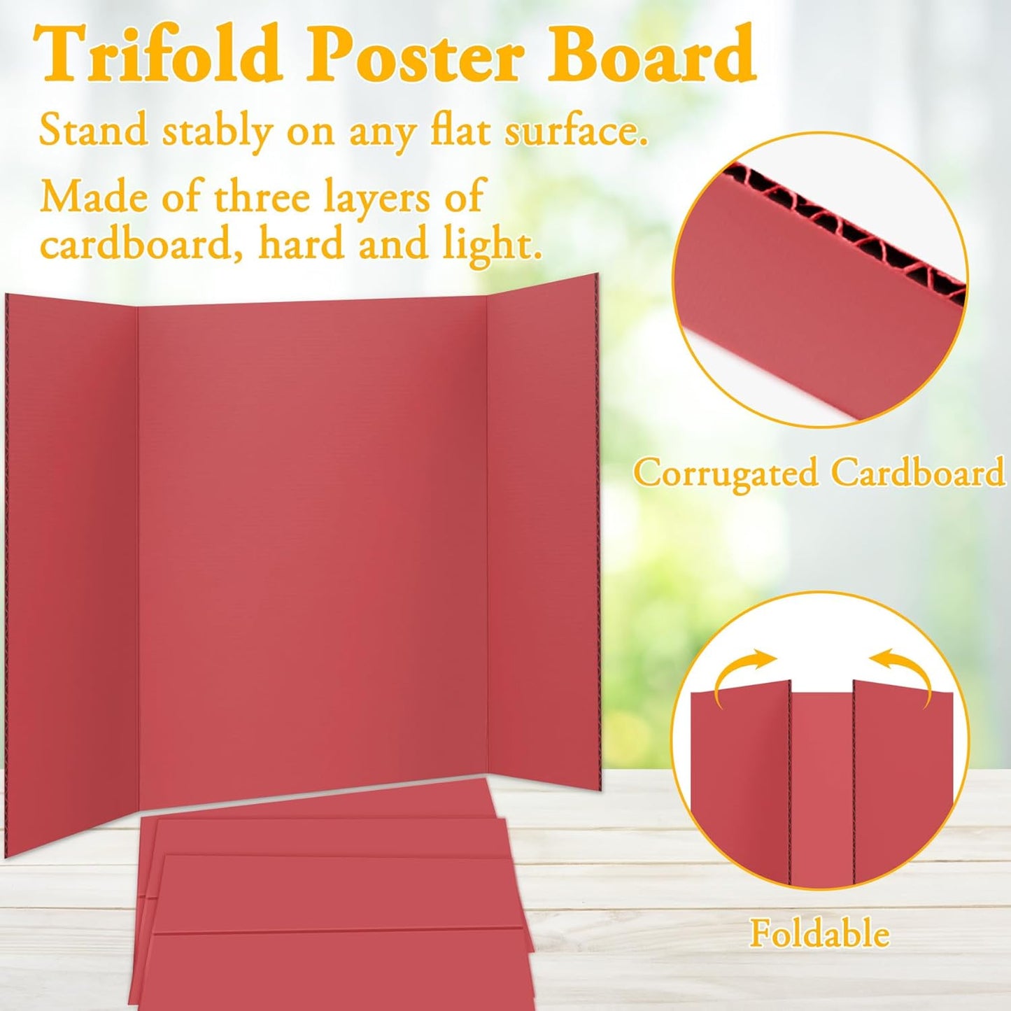 AKONEGE 3Pcs Small Trifold Poster Board, 21 x 14 inches White Tri Fold Poster Boards Corrugated Presentation Board Science Fair Display Boards for School Fun Projects, Exhibitions and Business