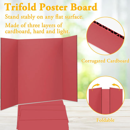 AKONEGE 3Pcs Small Trifold Poster Board, 21 x 14 inches White Tri Fold Poster Boards Corrugated Presentation Board Science Fair Display Boards for School Fun Projects, Exhibitions and Business