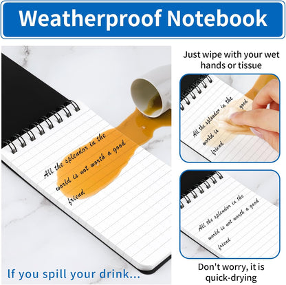 COIDEA 3 Pack Waterproof Notebook, 3 x 5 Pocket Notepad, All Weather Small Pocket Notebook Paper, Mini Spiral Notepad Police Notepad 100 Lined Pages for Outdoor Office