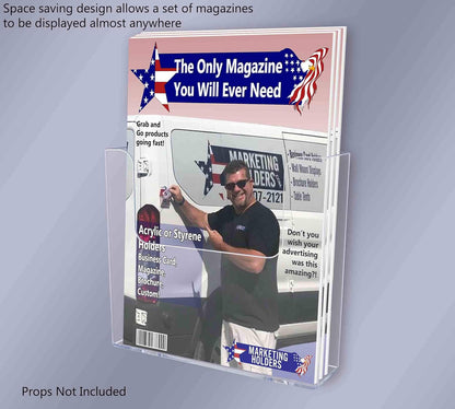 Marketing Holders 6 Pack Suction Cup Brochure Holder Holds 7.5 Inch Wide Literature or Brochures Window or Glass Wall Mount Display Indoor Graphic Images Amenity Flyers or Reference Sheet Racks